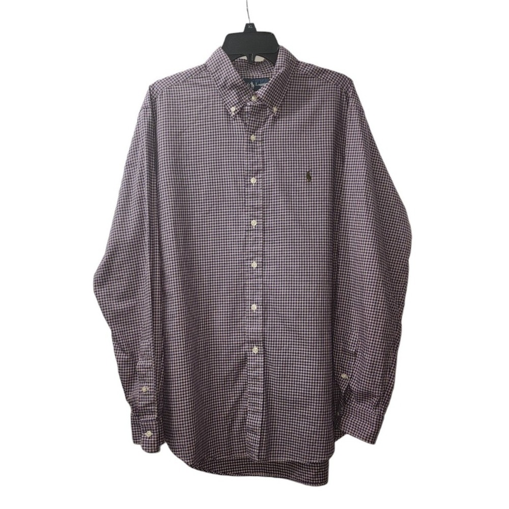 Ralph Lauren Gingham Checkered Button Down Long Sleeve Shirt, Size?
